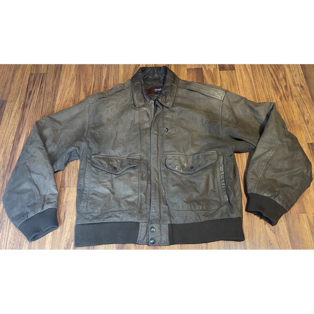 Adventure Bound Wilsons Leather Bomber Jacket Men L Brown Thinsulate Aviator VTG